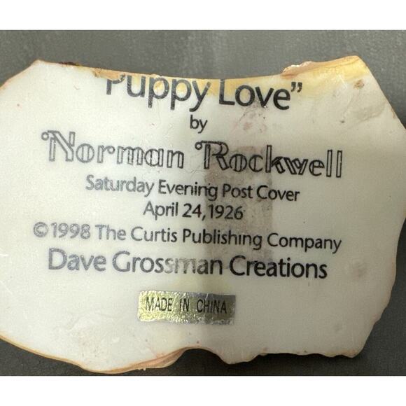 Norman Rockwell VTG 1998 Dave Grossman Creations Puppy Love Figurine. 3.5"X2"X3" - Picture 8 of 8